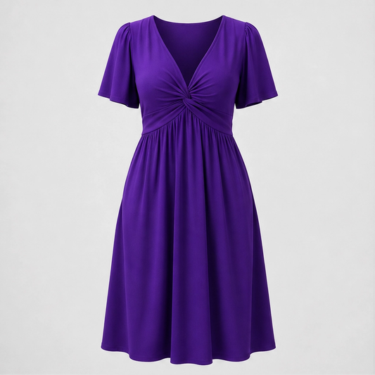 Velora™ – Twist-Front V-Neck Flowy Dress with Hidden Pockets + 50% OFF