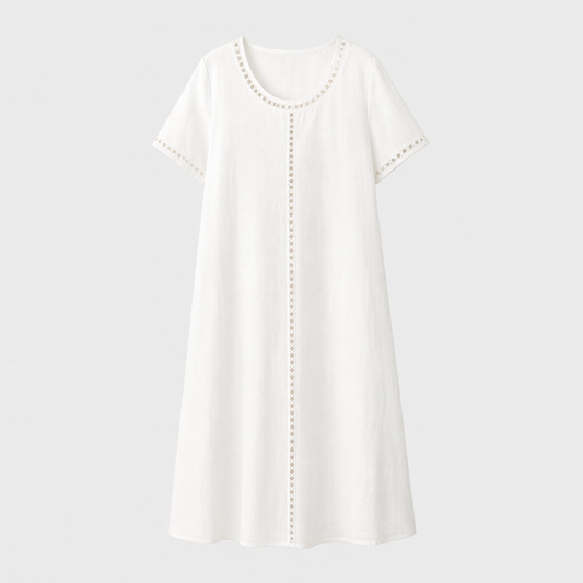 Linaire™ – Breathable Cotton-Linen Openwork Midi Dress + 50% OFF