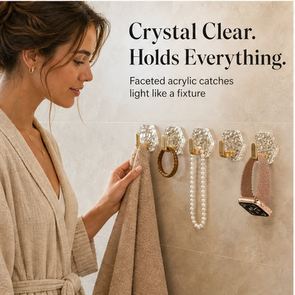 Prismhold – No-Drill Waterproof Crystal Adhesive Wall Hooks + 50% OFF