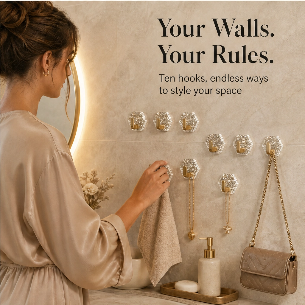 Prismhold – No-Drill Waterproof Crystal Adhesive Wall Hooks + 50% OFF