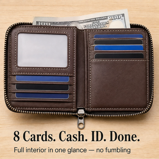 Vaulden – RFID-Blocking Zip-Around Slim Leather Wallet with ID Window + 50% OFF