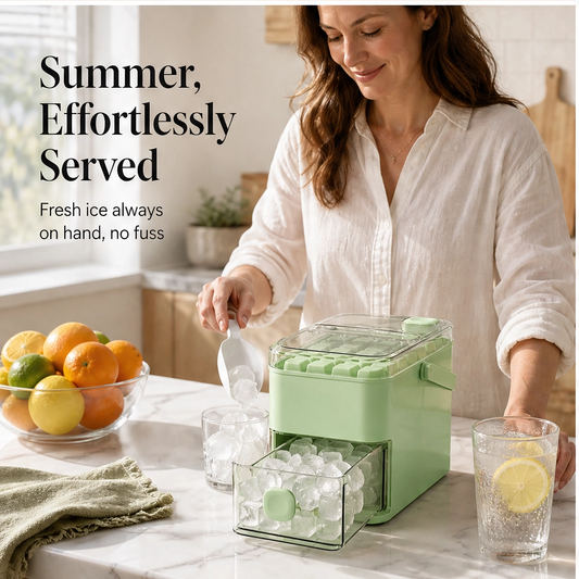 Frostwell – One-Press 28-Cube Ice Maker with Storage Bin & Scoop + 50% OFF