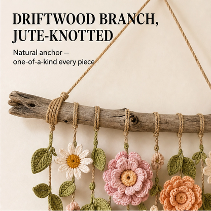 Bowerly – Handmade Crochet Flower Wall Hanging with Vines & Tassels + 50% OFF