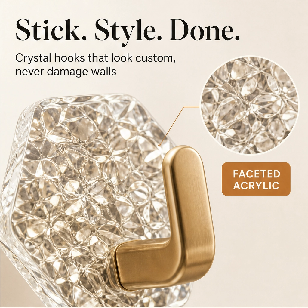 Prismhold – No-Drill Waterproof Crystal Adhesive Wall Hooks + 50% OFF