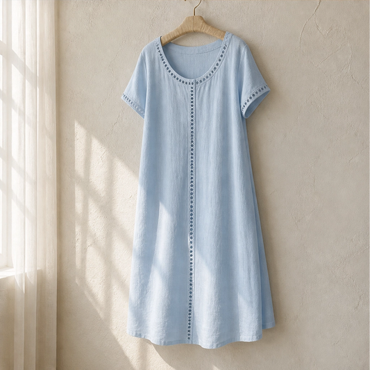 Linaire™ – Breathable Cotton-Linen Openwork Midi Dress + 50% OFF