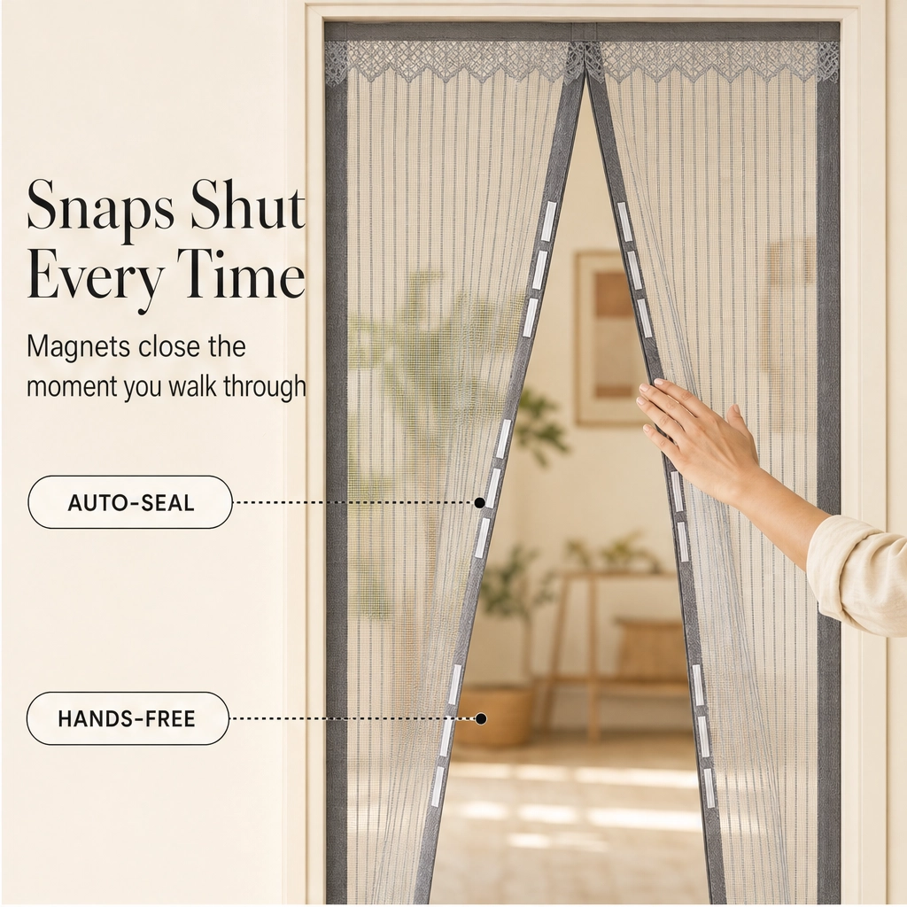 Breezegate™ – Reinforced Magnetic Screen Door, No-Drill Install + 50% OFF