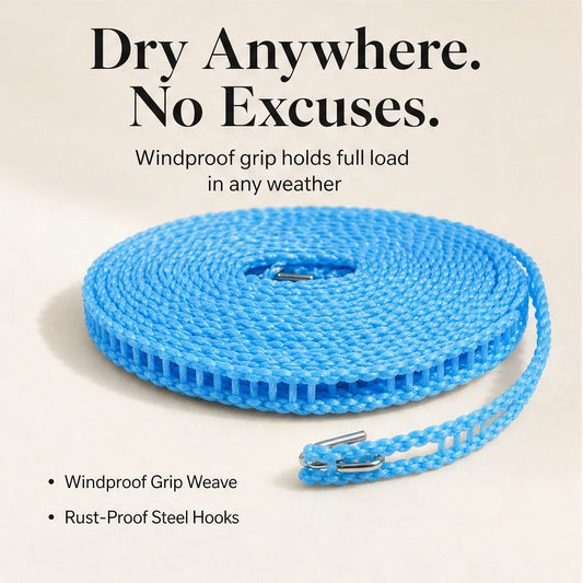 Breezelock – Windproof 5M Anti-Slip Clothesline with Hooks + 50% OFF