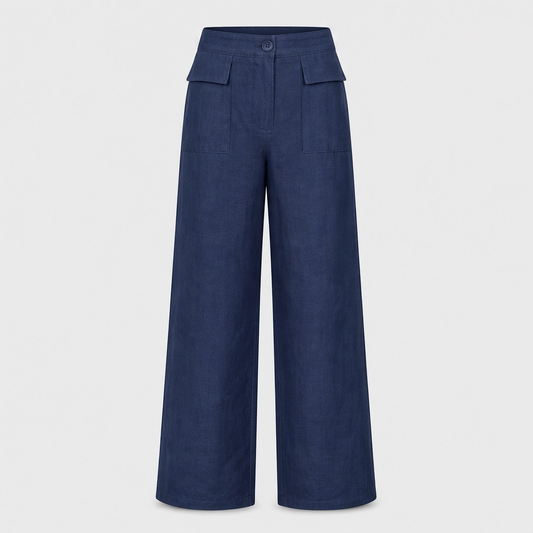 Vela™ – High-Waisted Cotton-Linen Wide-Leg Pants + 50% OFF