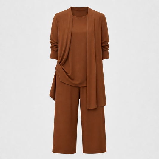 Mantle™ – Flowy 3-Piece Layered Duster Set with Wide-Leg Pants for Women + 50% OFF
