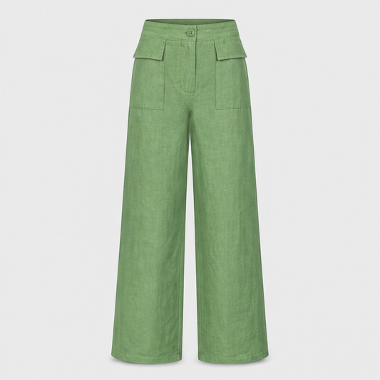 Vela™ – High-Waisted Cotton-Linen Wide-Leg Pants + 50% OFF