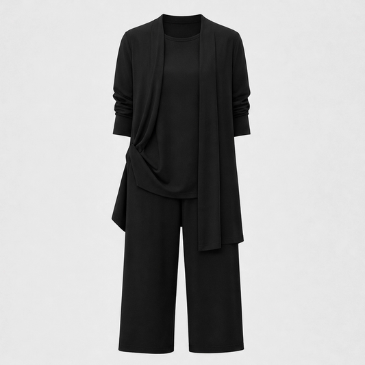 Mantle™ – Flowy 3-Piece Layered Duster Set with Wide-Leg Pants for Women + 50% OFF