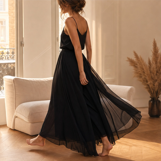 Drapelle™ – Flowing Chiffon Wide-Leg Pants with Elastic Waist + 50% OFF