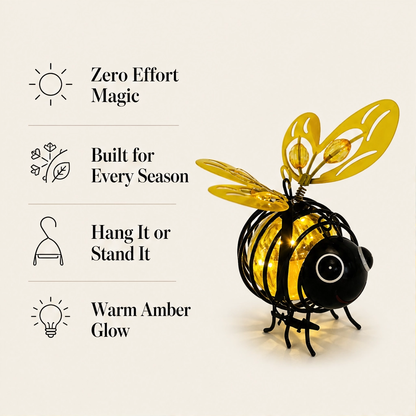 Amberhive – Solar Bee Light with Heart-Shaped Wings Garden Ornament + 50% OFF
