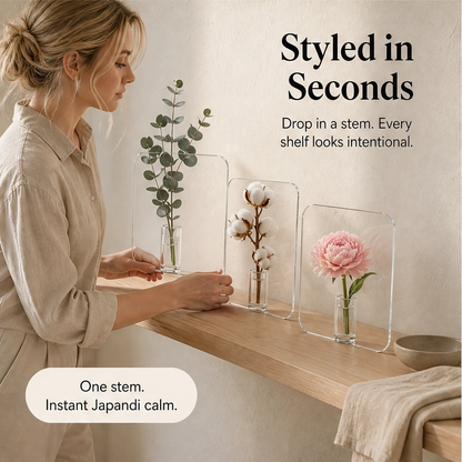 Lucent – Acrylic Frame Flower Vase, Clear Nordic Decor for Shelf & Table + 50% OFF