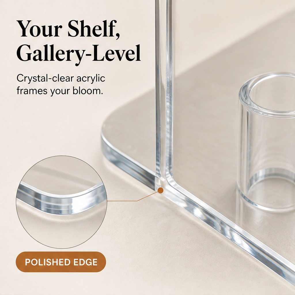 Lucent – Acrylic Frame Flower Vase, Clear Nordic Decor for Shelf & Table + 50% OFF