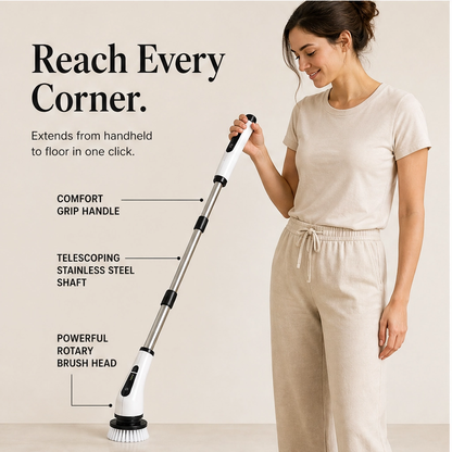 Gleam – Cordless Electric Spin Scrubber with 7 Brush Heads & Telescopic Handle + 50% OFF