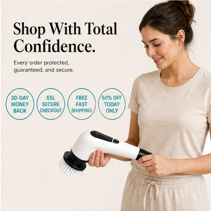 Gleam – Cordless Electric Spin Scrubber with 7 Brush Heads & Telescopic Handle + 50% OFF