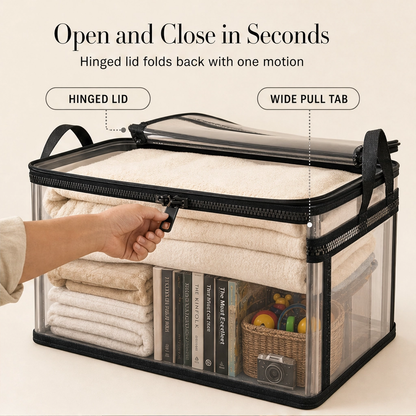 Clarivault™ – Stackable Clear Storage Boxes with Reinforced Handles + 50% OFF