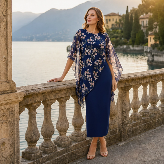 Mirabelle – Floral Chiffon Overlay Bodycon Dress Set for Women + 50% OFF