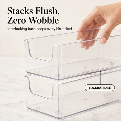 Clearnook™ – Crystal-Clear Stackable Freezer & Fridge Storage Bins with Handles + 50% OFF