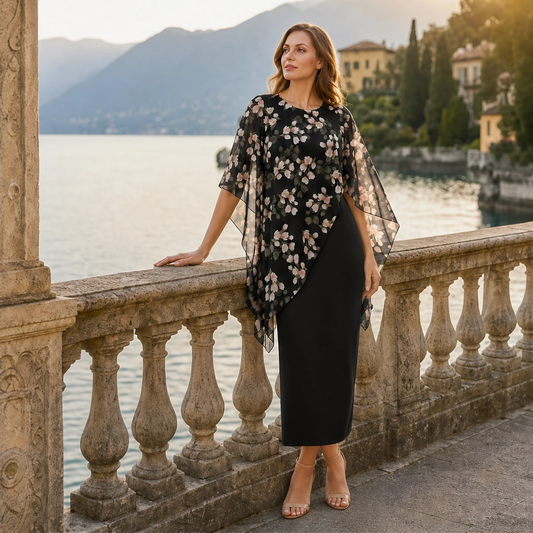 Mirabelle – Floral Chiffon Overlay Bodycon Dress Set for Women + 50% OFF