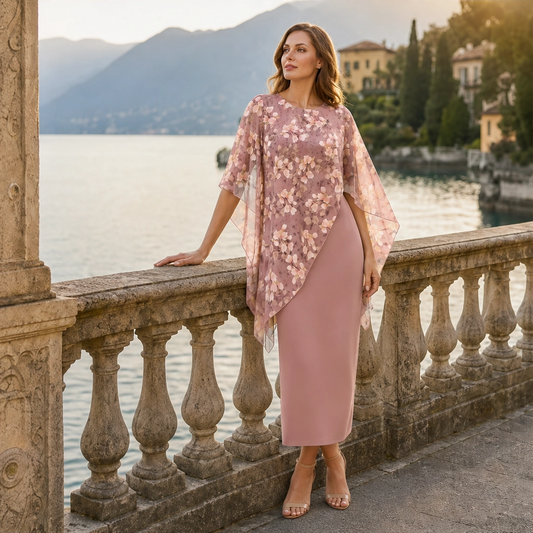 Mirabelle – Floral Chiffon Overlay Bodycon Dress Set for Women + 50% OFF