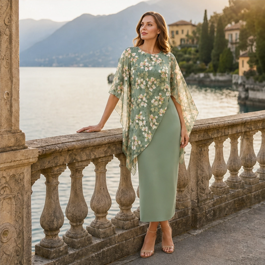 Mirabelle – Floral Chiffon Overlay Bodycon Dress Set for Women + 50% OFF