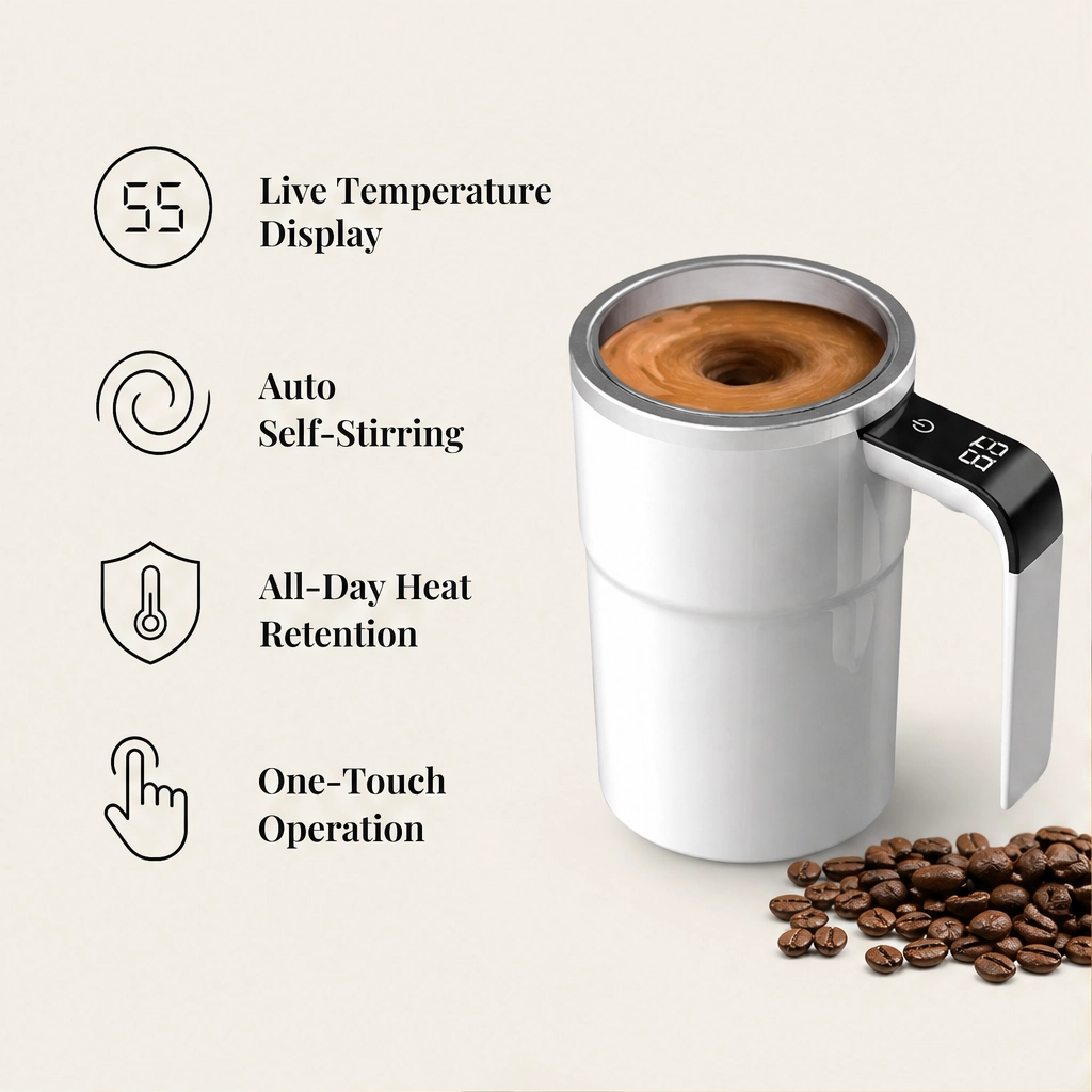 Swirlen – Self-Stirring Mug with LCD Temperature Display + 50% OFF