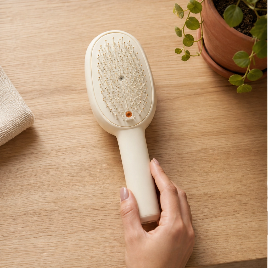 Mistveil – Misting Detangle Brush with Scalp Massage & Self-Cleaning Bristles + 50% OFF