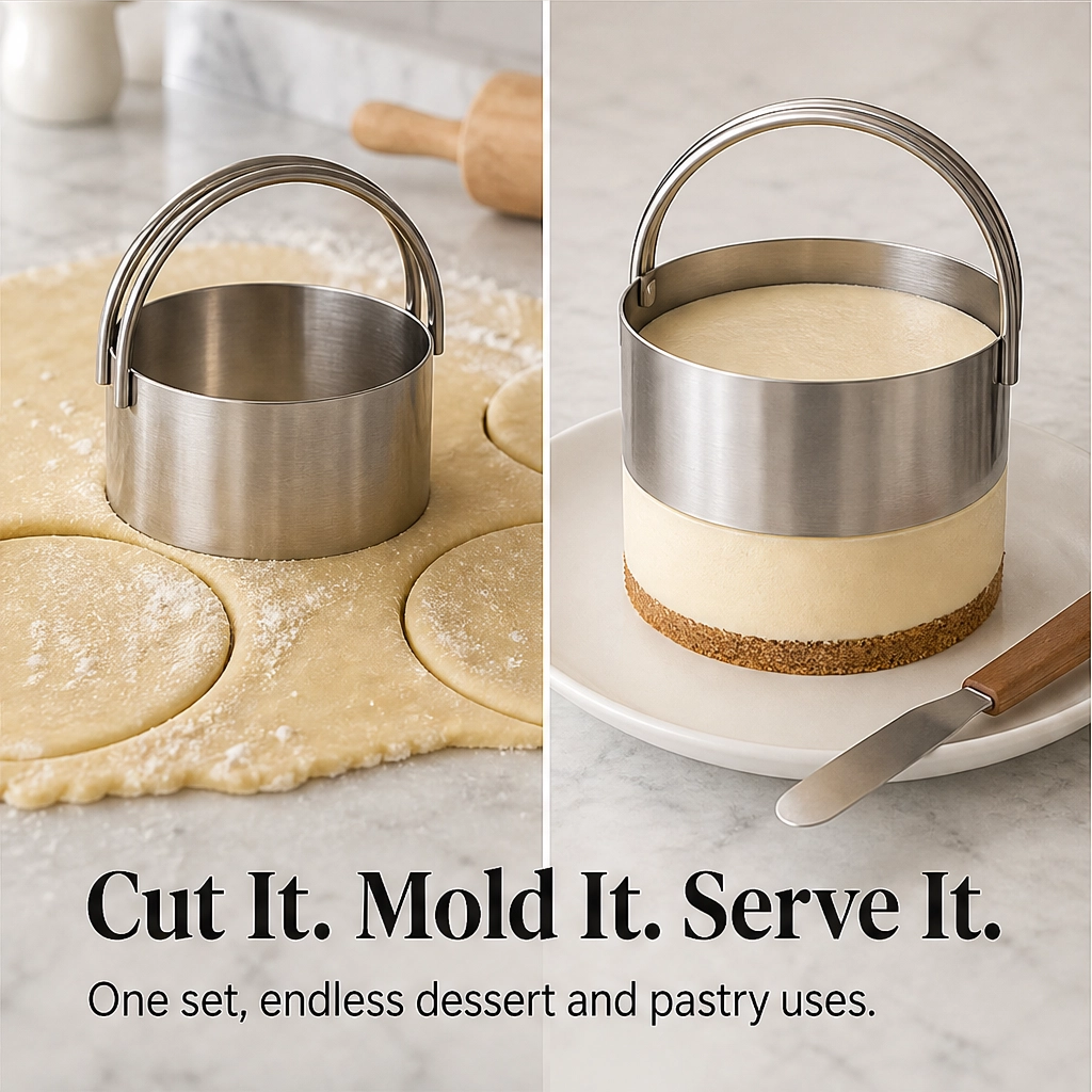 Hearthen – Sharp-Edge 5-Piece Stainless Steel Pastry & Biscuit Cutter Set + 50% OFF