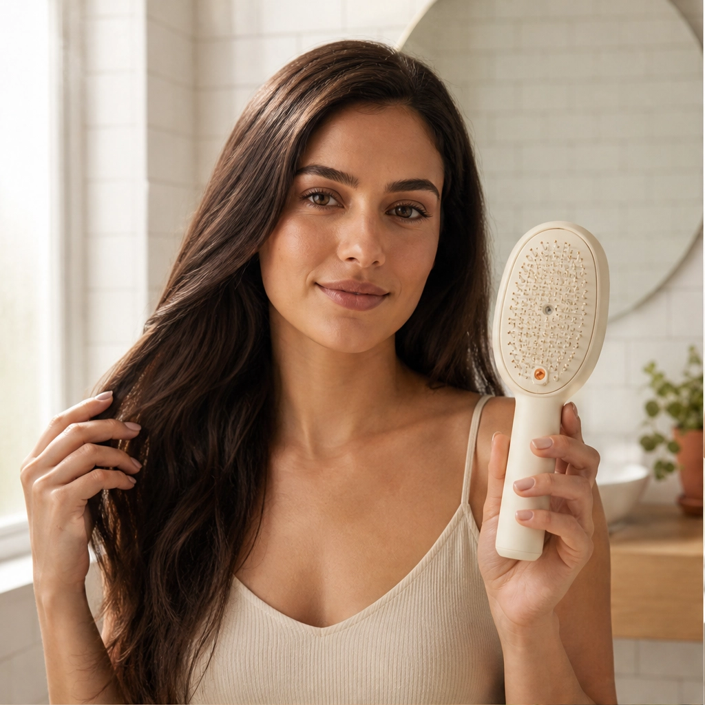 Mistveil – Misting Detangle Brush with Scalp Massage & Self-Cleaning Bristles + 50% OFF