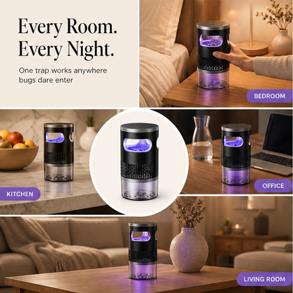 Hushden – Silent Suction Indoor Insect Trap, Non-Zapper Light Catcher for Mosquitoes, Fruit Flies & Gnats + 50% OFF