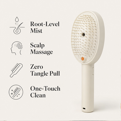 Mistveil – Misting Detangle Brush with Scalp Massage & Self-Cleaning Bristles + 50% OFF