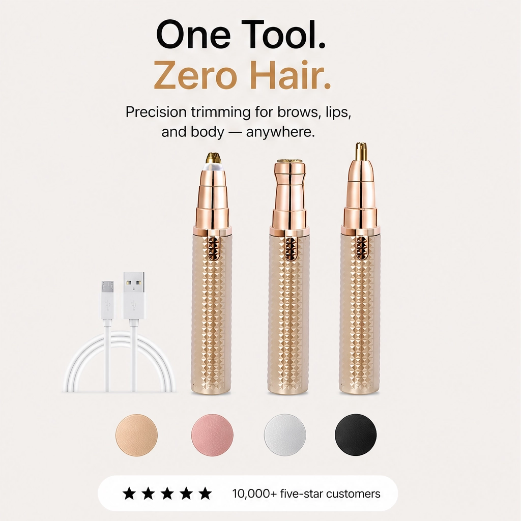 Sleeklyn – 3-in-1 Cordless Trimmer for Brows, Nose & Body + 50% OFF
