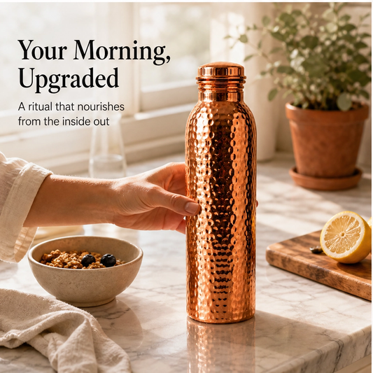 Tamra – 100% Solid Copper Water Bottle, Plastic-Free & Ayurveda-Inspired + 50% OFF