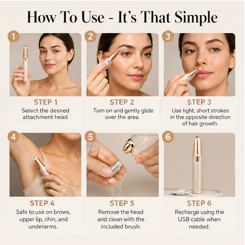 Sleeklyn – 3-in-1 Cordless Trimmer for Brows, Nose & Body + 50% OFF