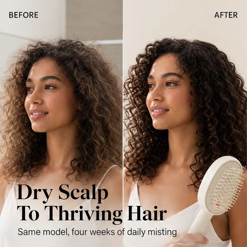 Mistveil – Misting Detangle Brush with Scalp Massage & Self-Cleaning Bristles + 50% OFF