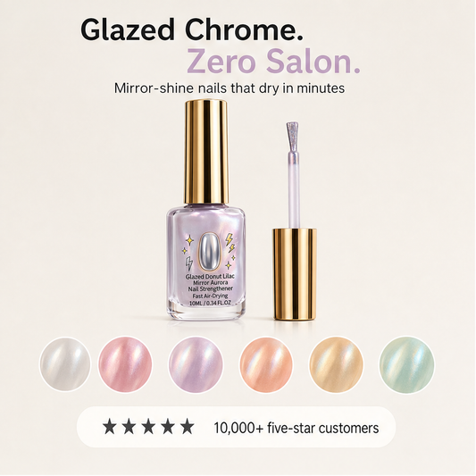Glazenne – Mirror-Shine Lilac Nail Strengthener with Fast Air-Dry Formula + BUY 1 + PICK 1 FREE COLOR features