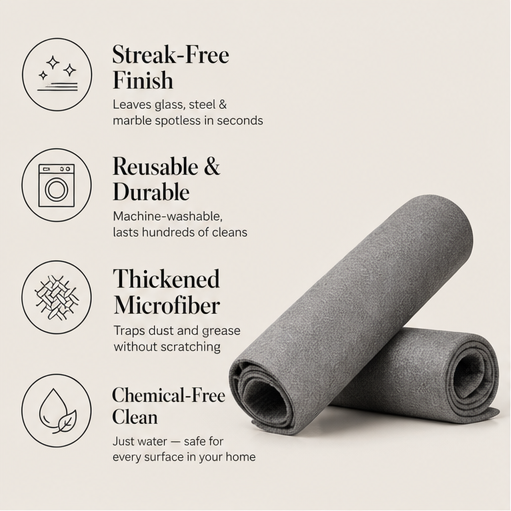Weavox – Thickened Streak-Free Reusable Microfiber Cleaning Cloths (10 Pack) + 50% OFF features