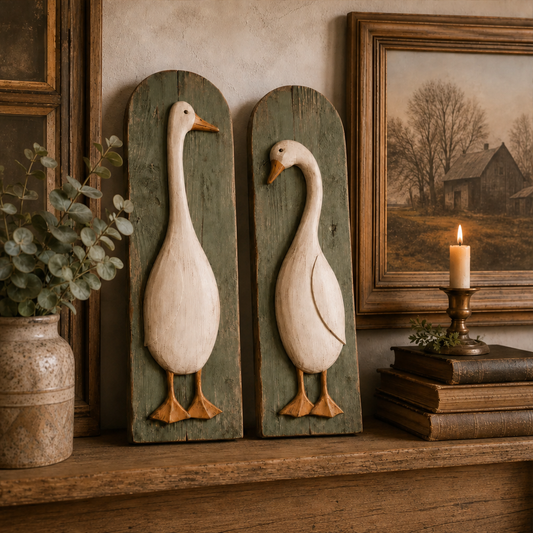 Fenmoor – Hand-Carved Rustic Goose Wall Art, Set of 2 + 50% OFF lifestyle