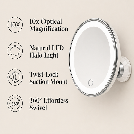 Clarolux – 10x Magnifying LED Mirror with Suction Mount + 50% OFF features