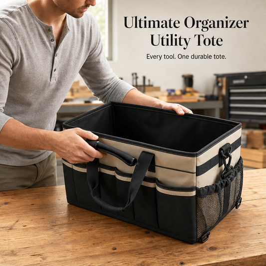 Stowmarch – Reinforced Multi-Pocket Utility Tote for Tools & Garage Gear + 50% OFF features