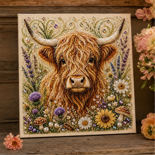 Meadowbead – Highland Cow Pearl Art DIY Canvas Kit + 50% OFF lifestyle