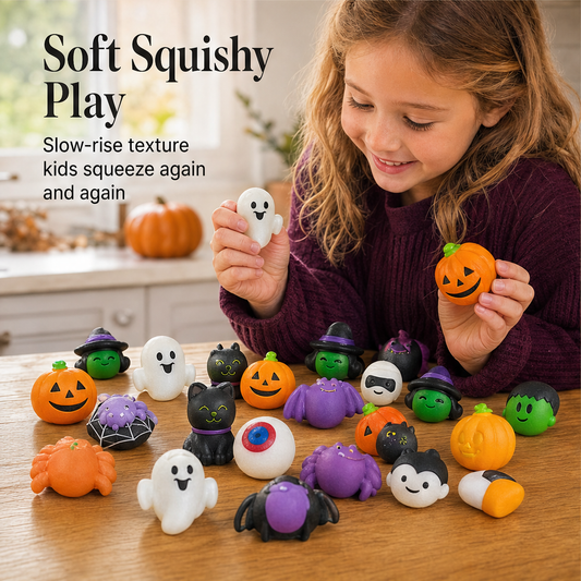 Boonest – 50pc Halloween Mochi Squishy Toys, Party Favour Set + 1+1 FREE features