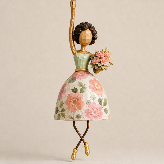 Blossom Twirl – Hand-Painted Dancing Lady Hanging Bell Decoration + 50% OFF Floral