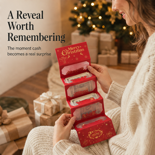 Merryvelle – Gold Foil 6-Slot Cascading Christmas Money Envelope + 1+1 FREE features
