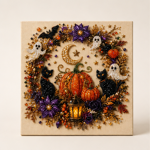 Gembloom – No-Paint Gem Art Halloween Canvas Kit Beige