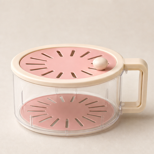 Crispwell – 2-in-1 Draining Basket with Lid Fridge Organiser + 50% OFF Pink