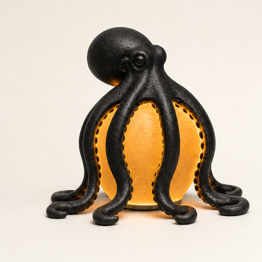 Reeflume – Hand-Sculpted Resin Octopus Ambient Table Lamp Black