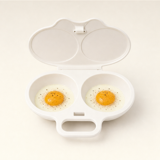 Yolkery – 2-Minute No-Mess Microwave Egg Poacher with Splash-Proof Lid + 1+ 1 FREE White